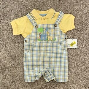 Starting Out Yellow and Blue Checkered Kids Overalls